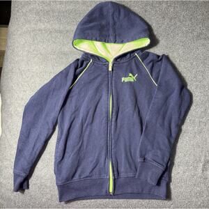 Puma Boy’s Hoodie Sweatshirt Zip-Up Youth Size 6 Navy And Green